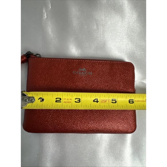 Coach Red Leather Wristlet With Zipper Closure & Interior Pockets - Picture 6 of 6